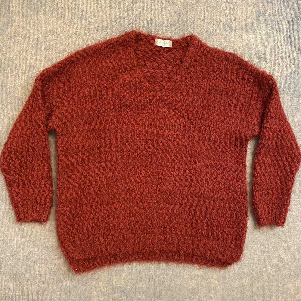 Altar'd State Sweater Womens XS/S Red V Neck Chunky Knit Pullover Cozy C10083-9
